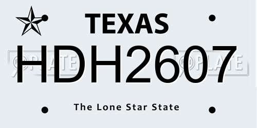 HDH2607 Texas License Plate