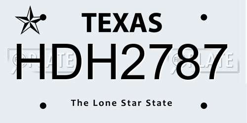 HDH2787 Texas License Plate