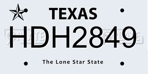 HDH2849 Texas License Plate