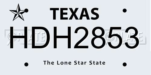 HDH2853 Texas License Plate