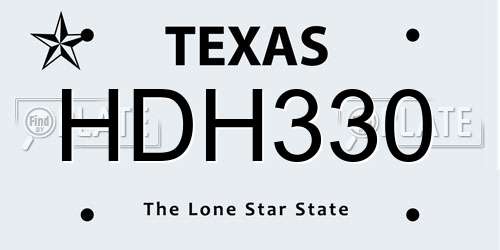 HDH330 Texas License Plate