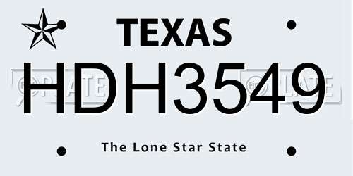 HDH3549 Texas License Plate