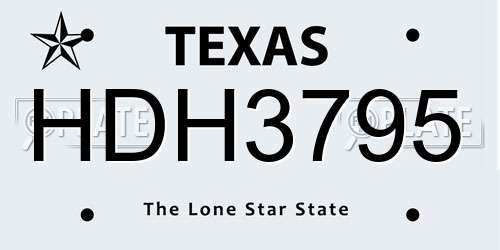 HDH3795 Texas License Plate