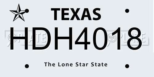 HDH4018 Texas License Plate