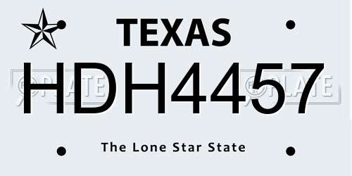 HDH4457 Texas License Plate