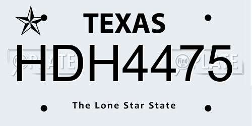 HDH4475 Texas License Plate