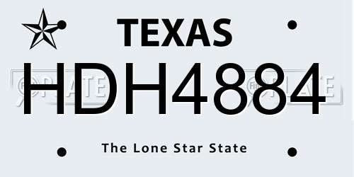 HDH4884 Texas License Plate