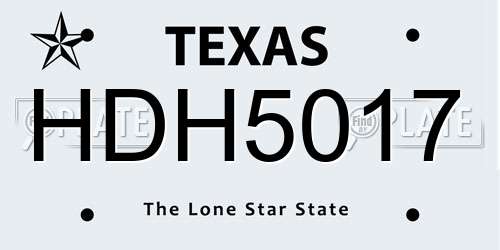 HDH5017 Texas License Plate