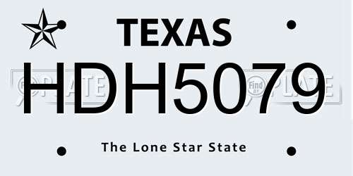 HDH5079 Texas License Plate