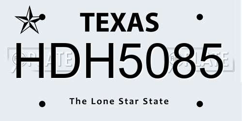 HDH5085 Texas License Plate