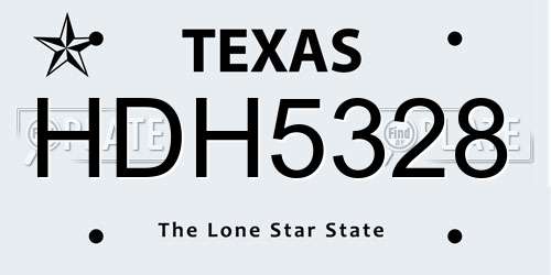 HDH5328 Texas License Plate