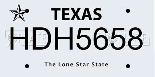 HDH5658 Texas License Plate