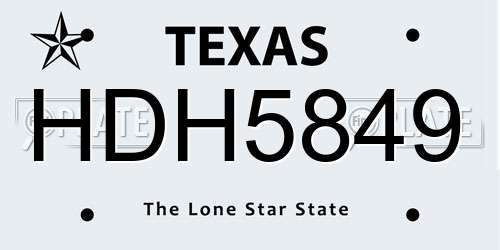 HDH5849 Texas License Plate
