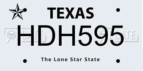 HDH595 Texas License Plate