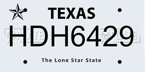 HDH6429 Texas License Plate