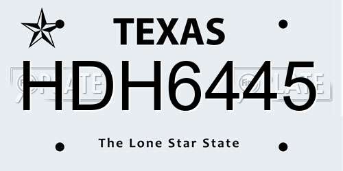 HDH6445 Texas License Plate