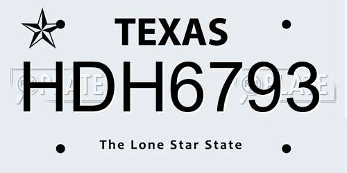HDH6793 Texas License Plate