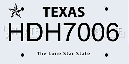 HDH7006 Texas License Plate