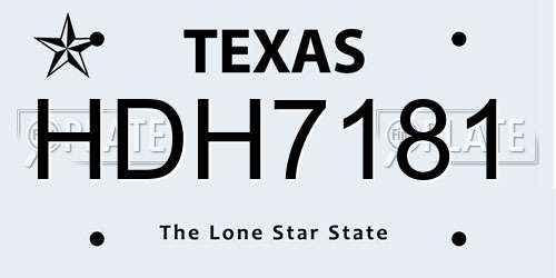 HDH7181 Texas License Plate