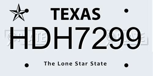 HDH7299 Texas License Plate