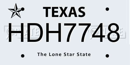 HDH7748 Texas License Plate