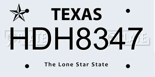 HDH8347 Texas License Plate