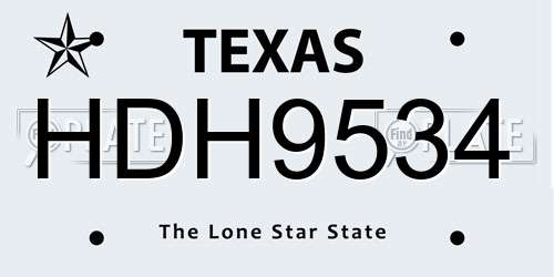HDH9534 Texas License Plate