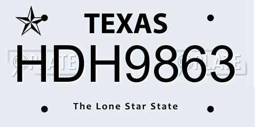 HDH9863 Texas License Plate