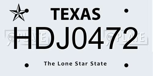 HDJ0472 Texas License Plate