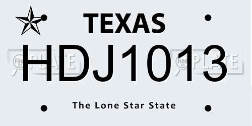 HDJ1013 Texas License Plate