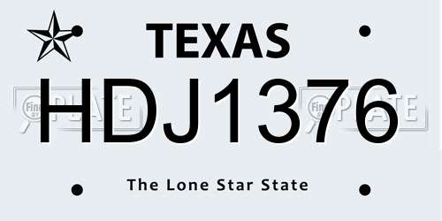 HDJ1376 Texas License Plate