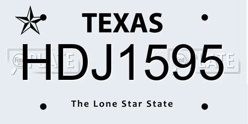 HDJ1595 Texas License Plate