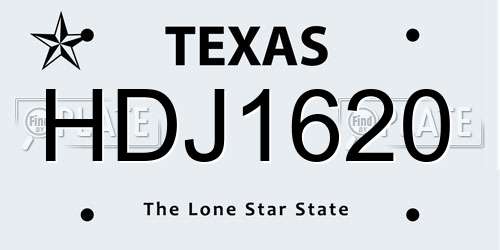 HDJ1620 Texas License Plate