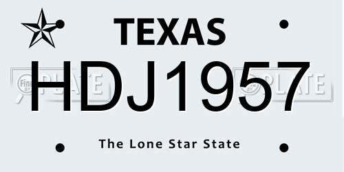 HDJ1957 Texas License Plate