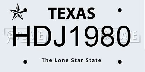 HDJ1980 Texas License Plate