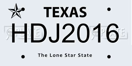 HDJ2016 Texas License Plate