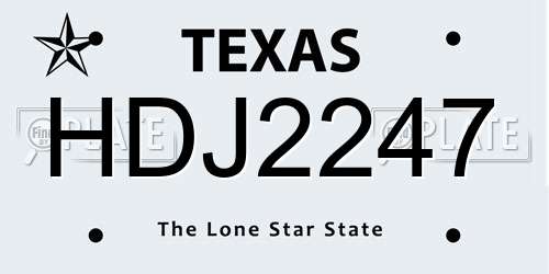 HDJ2247 Texas License Plate