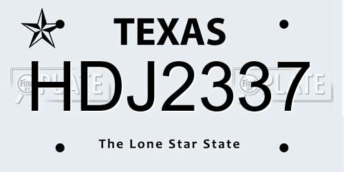 HDJ2337 Texas License Plate