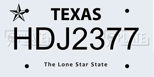HDJ2377 Texas License Plate