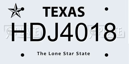 HDJ4018 Texas License Plate