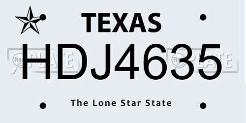 HDJ4635 Texas License Plate