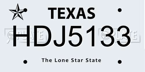 HDJ5133 Texas License Plate
