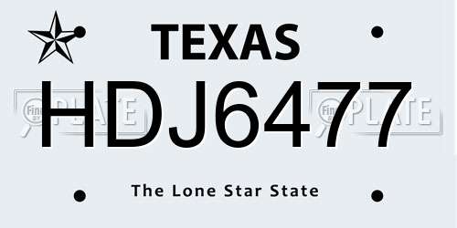 HDJ6477 Texas License Plate