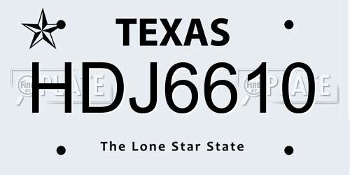 HDJ6610 Texas License Plate