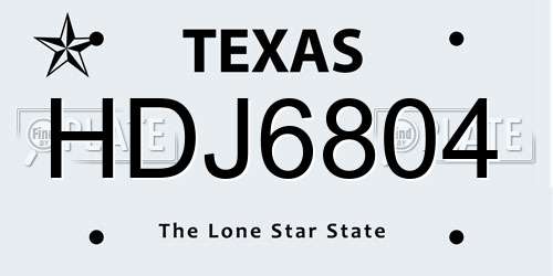 HDJ6804 Texas License Plate