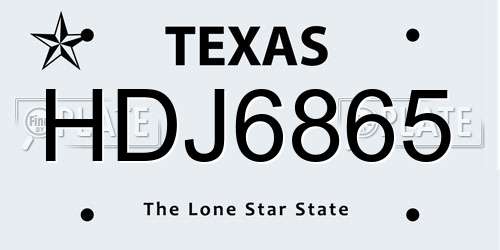 HDJ6865 Texas License Plate