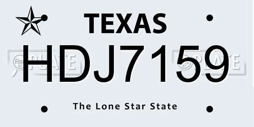 HDJ7159 Texas License Plate