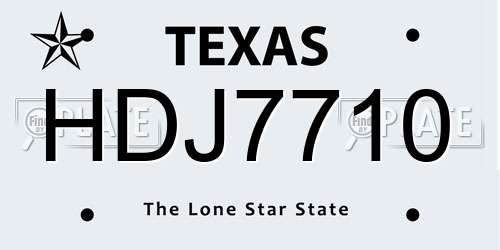 HDJ7710 Texas License Plate