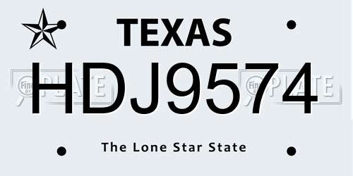 HDJ9574 Texas License Plate