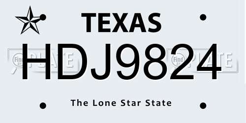 HDJ9824 Texas License Plate